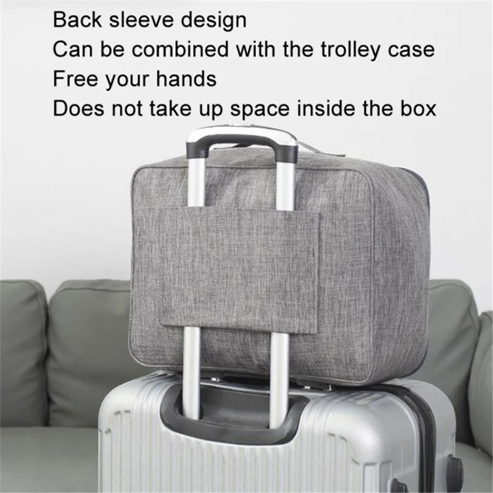 Short Trip Storage Bag Double Zipper Design Oxford Cloth Clothes Bag Fit Suitcase - Grey - 4
