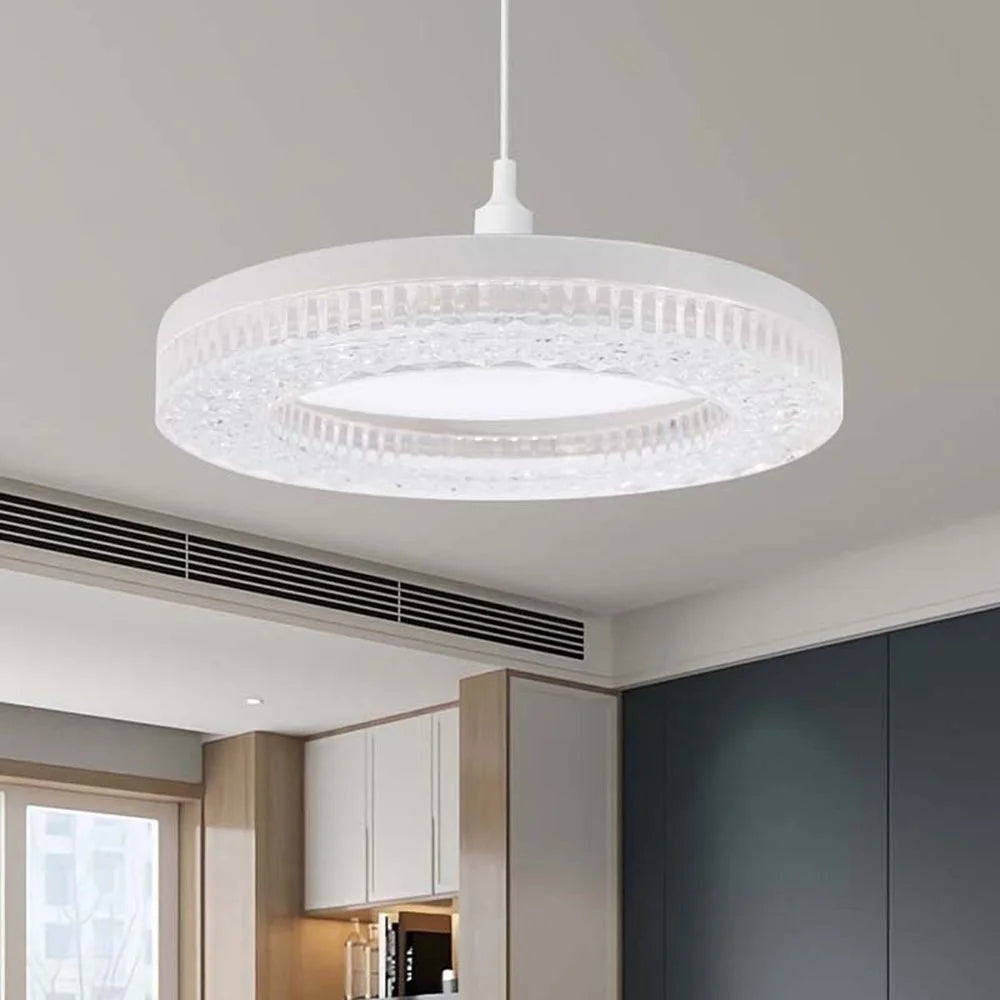 E27 18W Round LED Crystal Light Energy Saving Bedroom Dining Room Lamp, White Light 18cm - 3