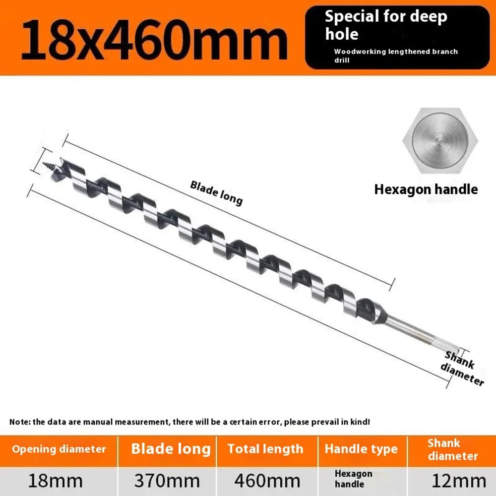 18 x 460mm Deep Hole Extended Auger Drill Bit Woodworking Hex Shank Bit for Electric Drill / Bench Drill - 7