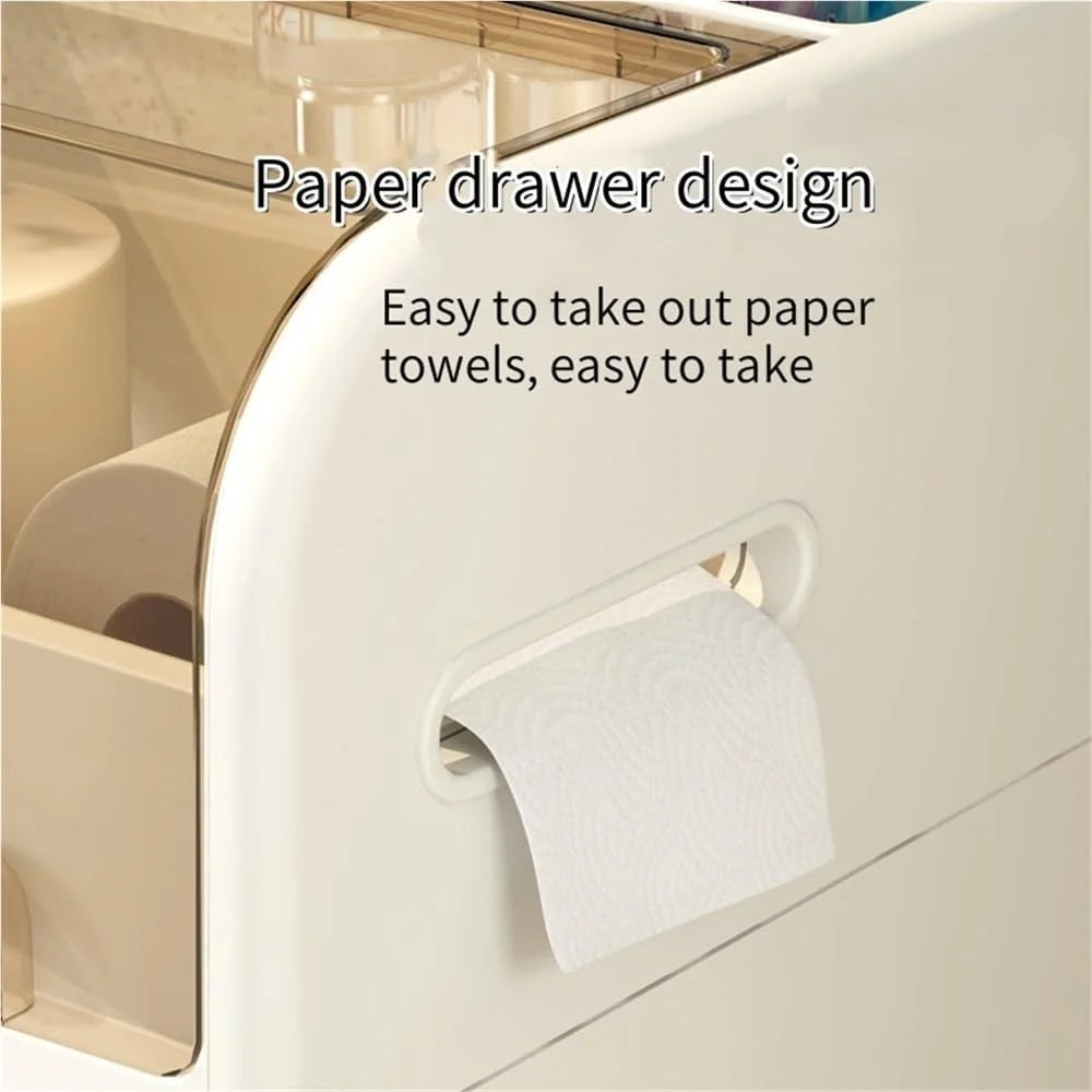 2 Tier Bathroom Storage Cart Slim Rolling Organizer with Laundry Basket for Toilet Paper Toiletries - 3