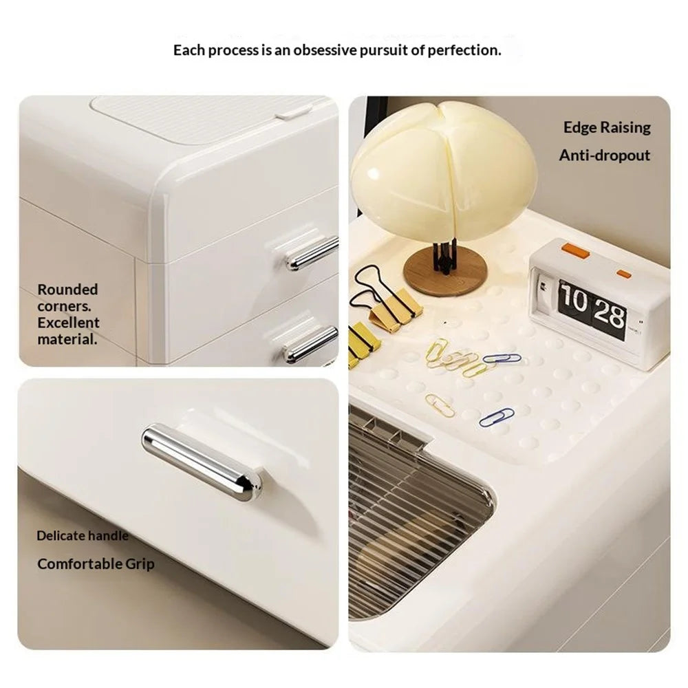 2 Layers Desktop Storage Box with Password Lock File Organizer Privacy Security Cabinet - Solid White - 2
