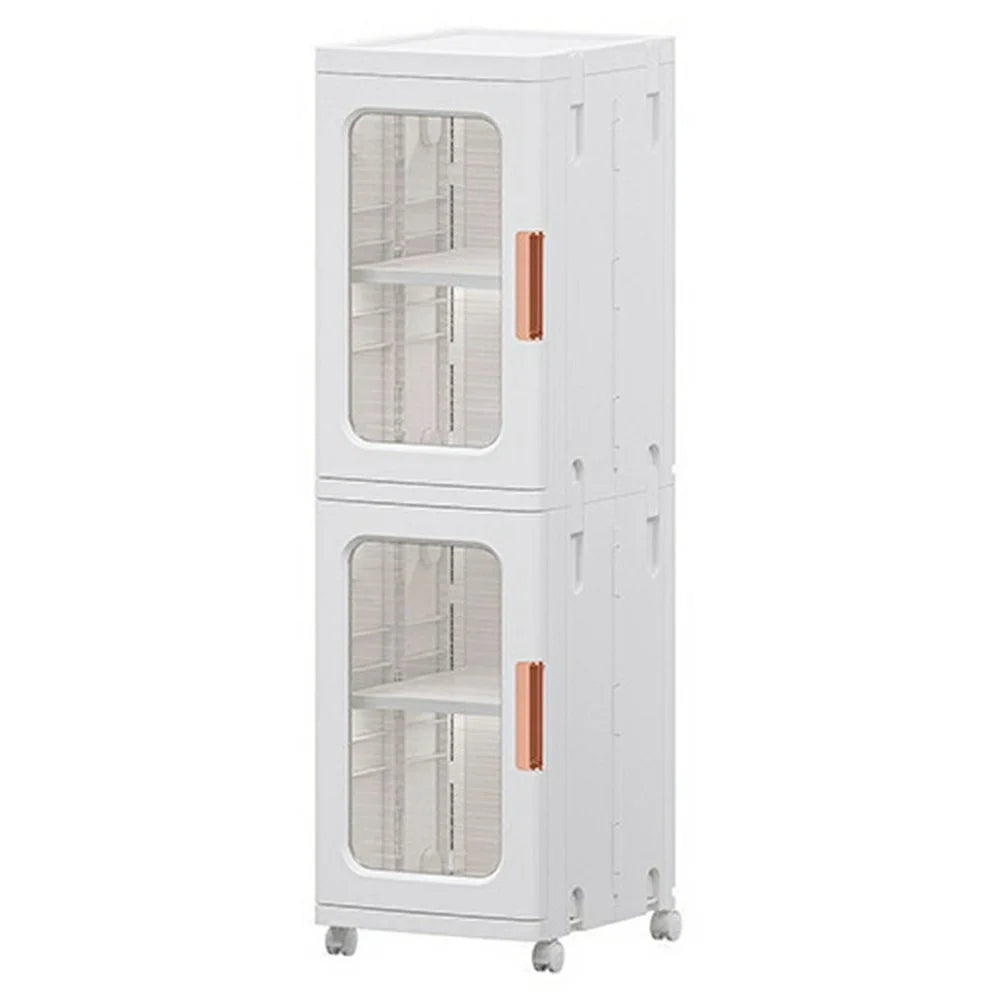 28.5x24.5x86cm 2-Tier Bathroom Storage Cabinet with Wheels Narrow Gap Rolling Organizer Rack for Toilet Washroom - Transparent - 1