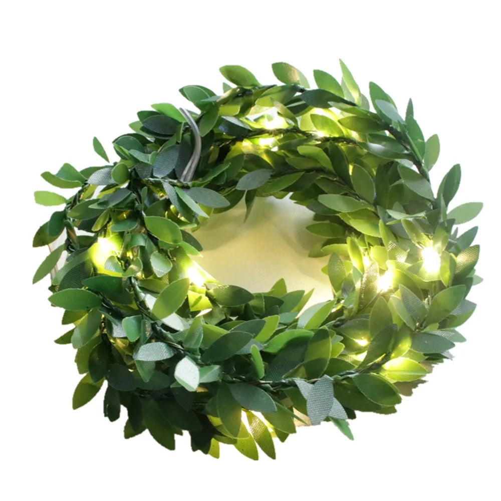 10m 100 LED Christmas Wedding Party Decorative Simulation Green Leaf Rattan Vine USB Charging Light String - 2