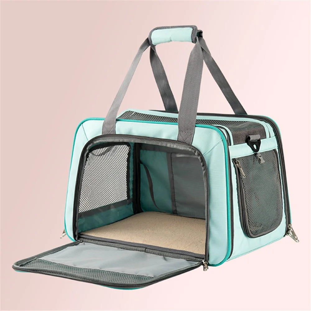 LDLC QS-064 Folding Pet Hand Bag Portable Dog Cat Shoulders Bag Breathable Pet Gift Carrier Case for Traveling - Sky Blue - 3