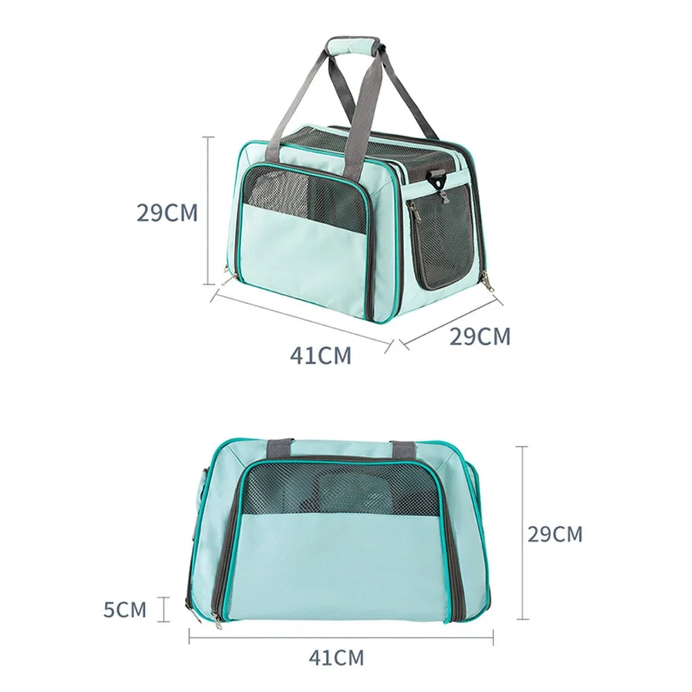 LDLC QS-064 Folding Pet Hand Bag Portable Dog Cat Shoulders Bag Breathable Pet Gift Carrier Case for Traveling - Sky Blue - 6