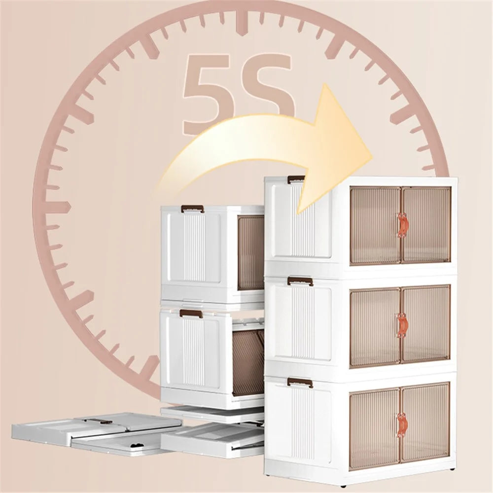 45*27*125.5cm 5 Layers Clear Shoes Clothing Storage Box PP+HIPS+TPR Home Clothes Snack Toy Storage Cabinet - 3