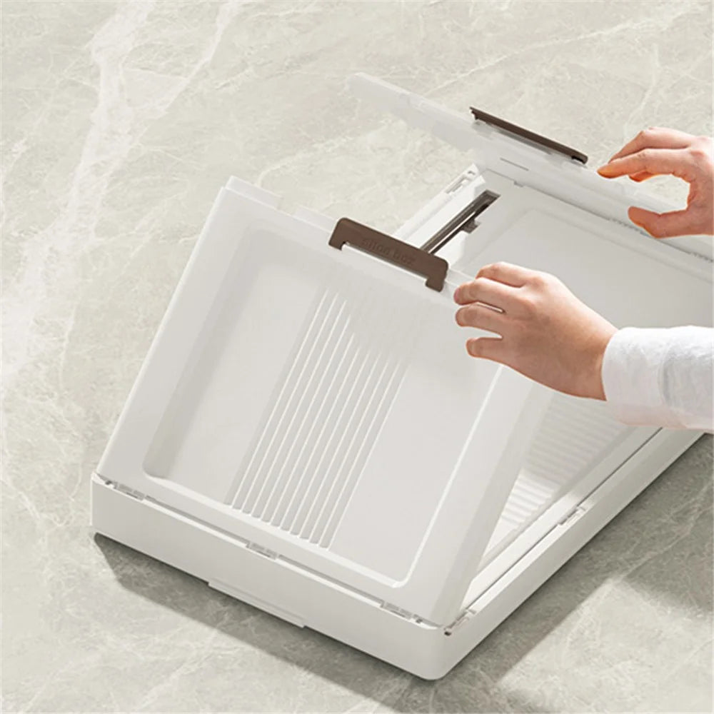 56*34*152.5cm 5 Layers Clear Door Storage Box PP+HIPS+TPR Home Clothes Snack Toy Storage Cabinet - 4