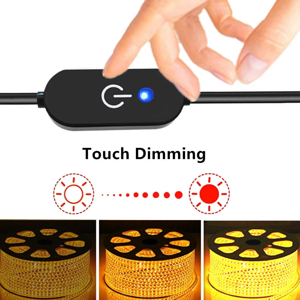 JUNSUNMAY DC 5.5x2.1mm to USB LED Touch Inline Dimmer Switch Controller for Single Color, Length 100cm - 4