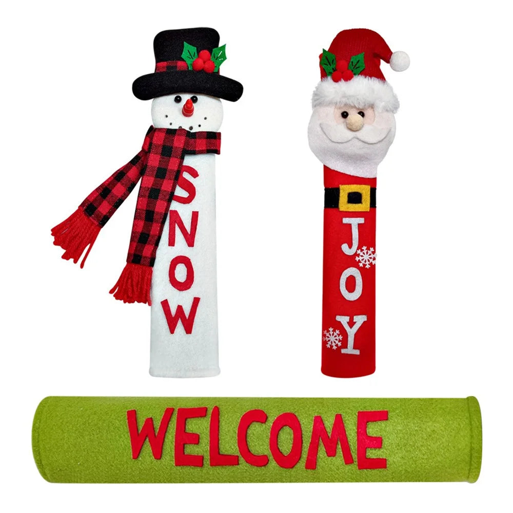 3Pcs / Set Cute Santa Snowman Soft Plush Christmas Gift Refrigerator Door Handle Covers - 1
