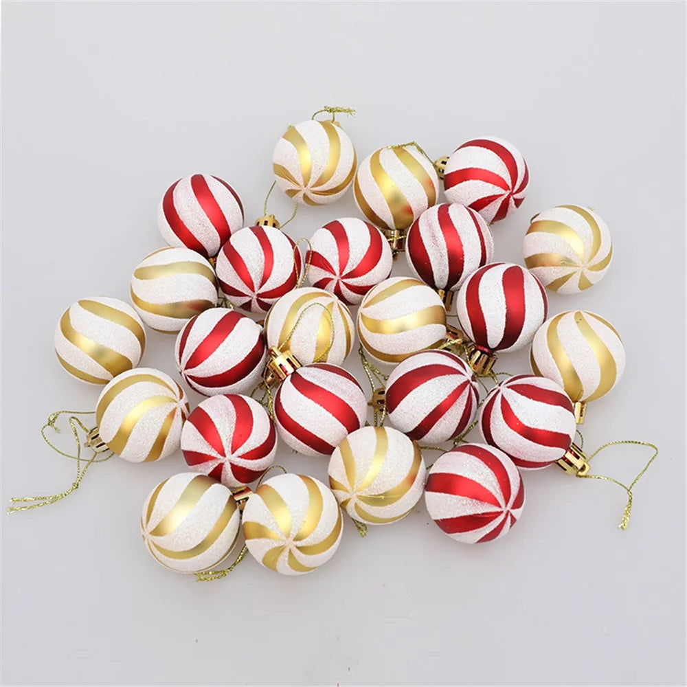 12Pcs 4cm Christmas Tree Round Ball Decoration Festival Xmas Hanging Ball Ornament - Red+White - 7