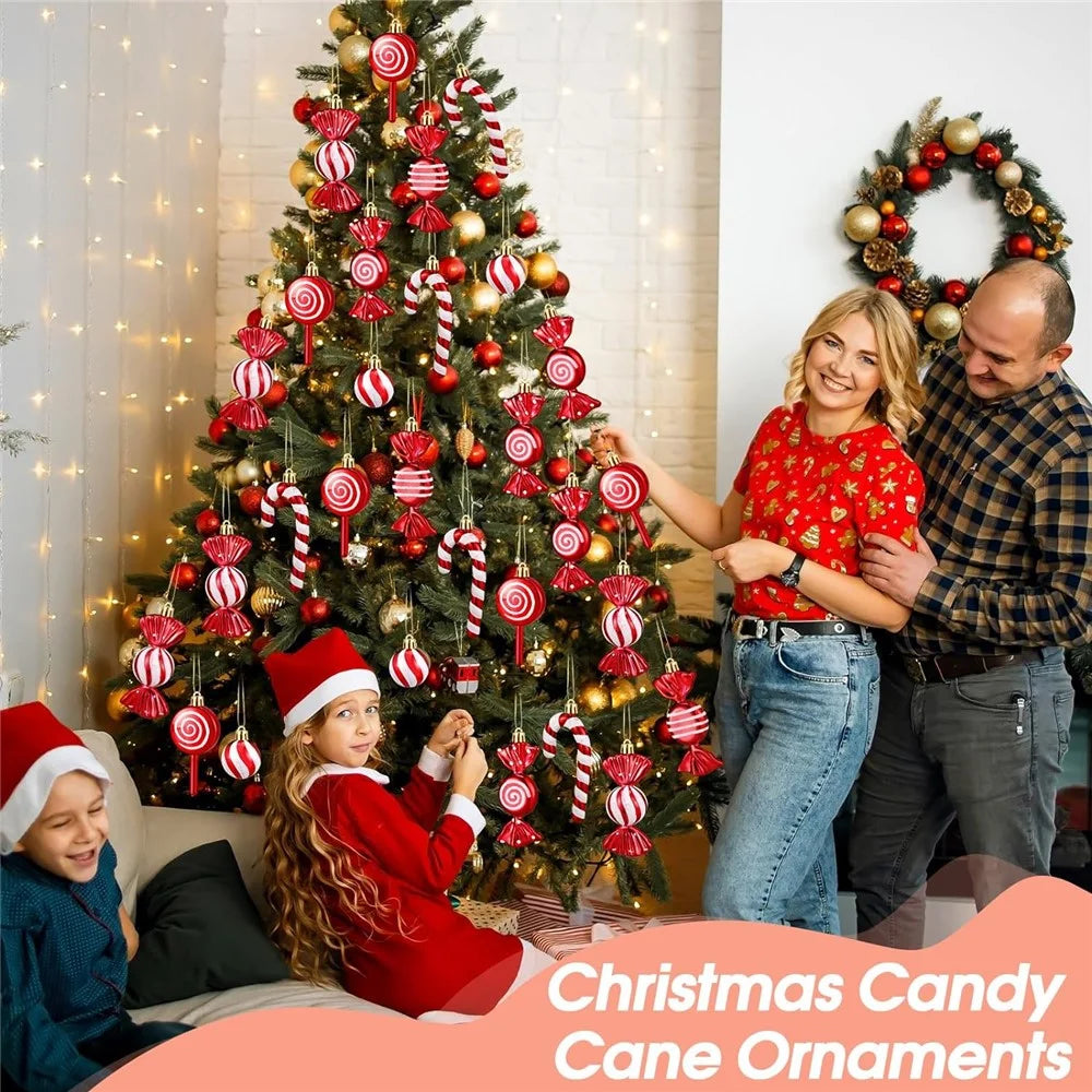 13Pcs / Set Pine Cone Candy Round Ball Christmas Tree Decor Festival Xmas Hanging Ornament - Red - 3