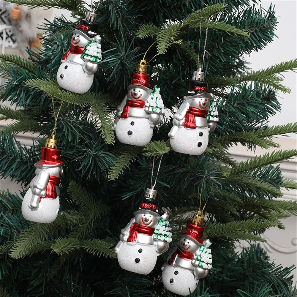 4Pcs Cute Snowman Christmas Tree Hanging Decoration Festival Home Ornament - Black Hat - 2