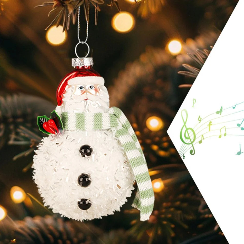 2Pcs Snowman Christmas Ornaments Glass Blown Xmas Tree Hanging Pendants for Christmas Home Decor - 7
