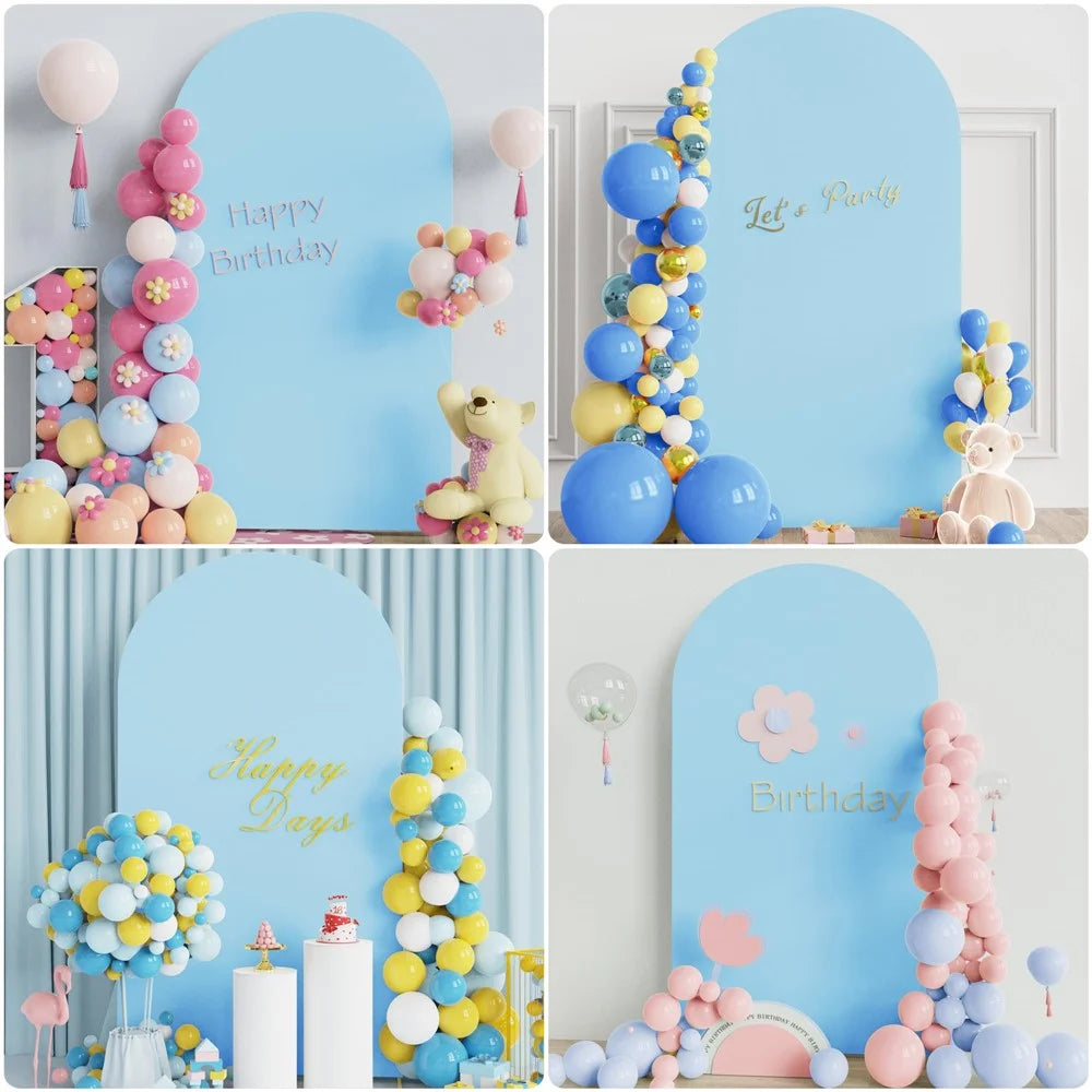 Elastic U-Shaped Arch Door Cloth Cover Decorative Backdrop for Birthday Party Wedding, 180x80cm - Sky Blue - 4
