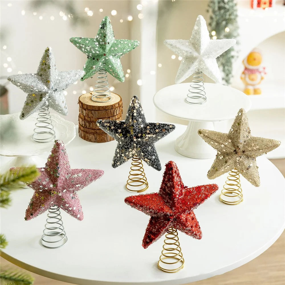Christmas Tree Topper Foam Star Ornament Holiday Decoration Festive Home Decor, Large Size - Champagne - 3