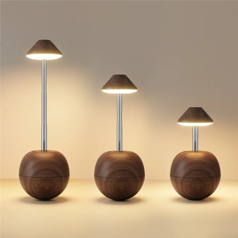 RPT002 Wood Grain Tumbler Design LED Night Light Adjustable Height Decorative Table Lamp Bedside Mood Lighting with Remote - Walnut - 2