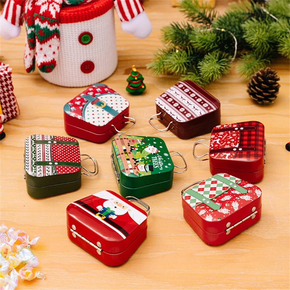 Christmas Tin Gift Box Mini Handbag Design Candy Container for Kids / Portable Cookie Storage / Holiday Decoration - Style C - 7