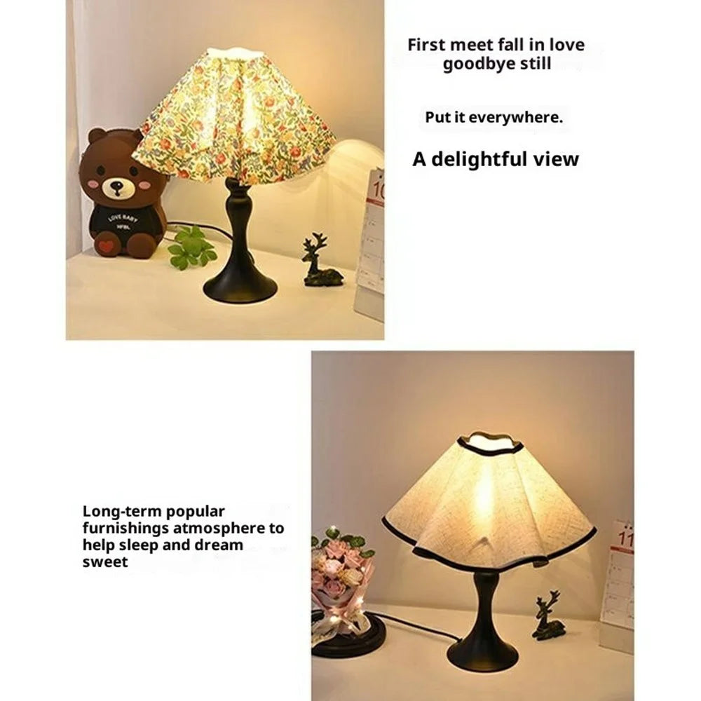 12W Petal Bedside Light for Bedroom Study Room 3 Brightness Levels Medieval Table Lamp, EU Plug - Style A - 2