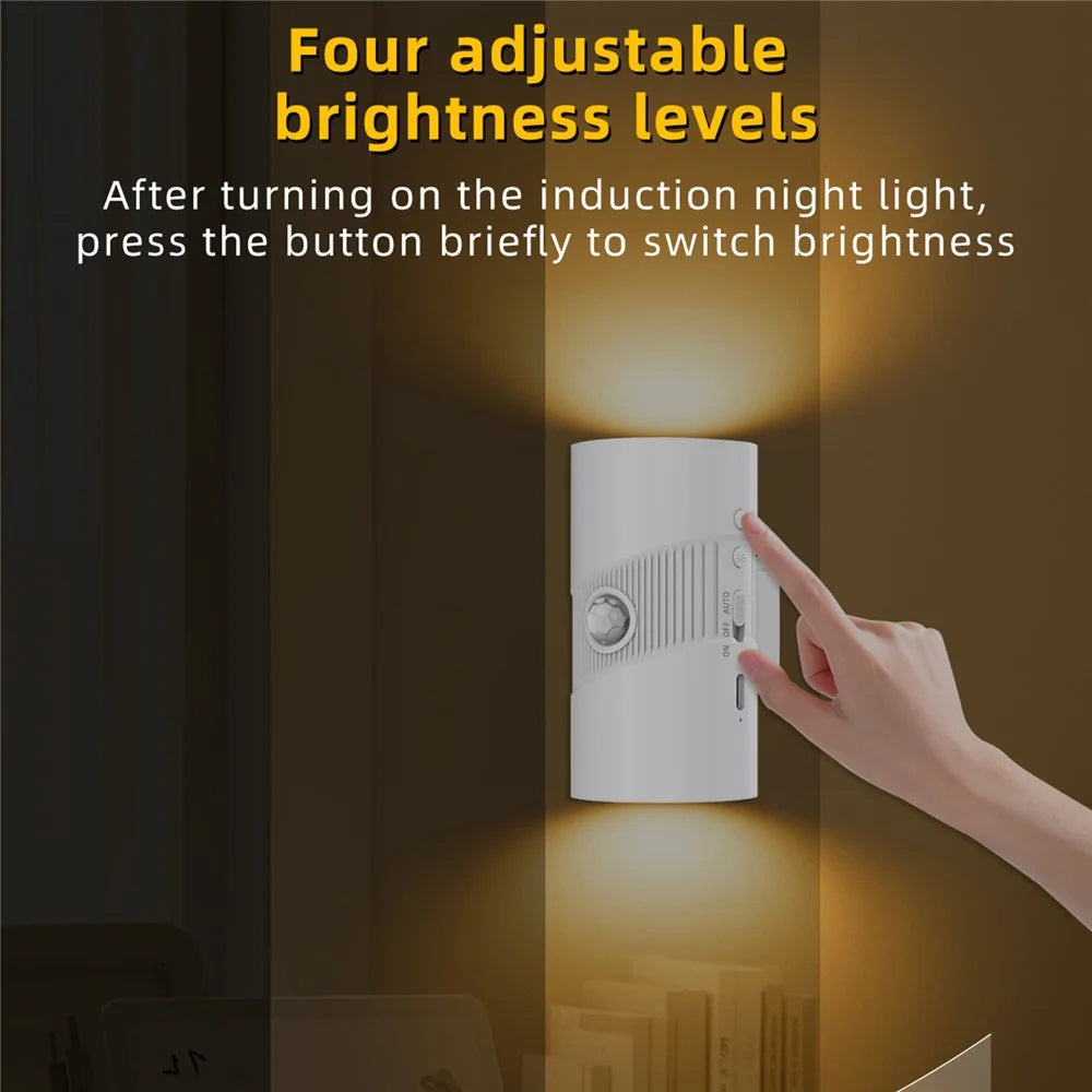 YSJ-008 1Pc Motion Sensor LED Night Light Magnetic Wall Lamp Dimmable 3 Color Temperature Dual Direction Light - White - 4