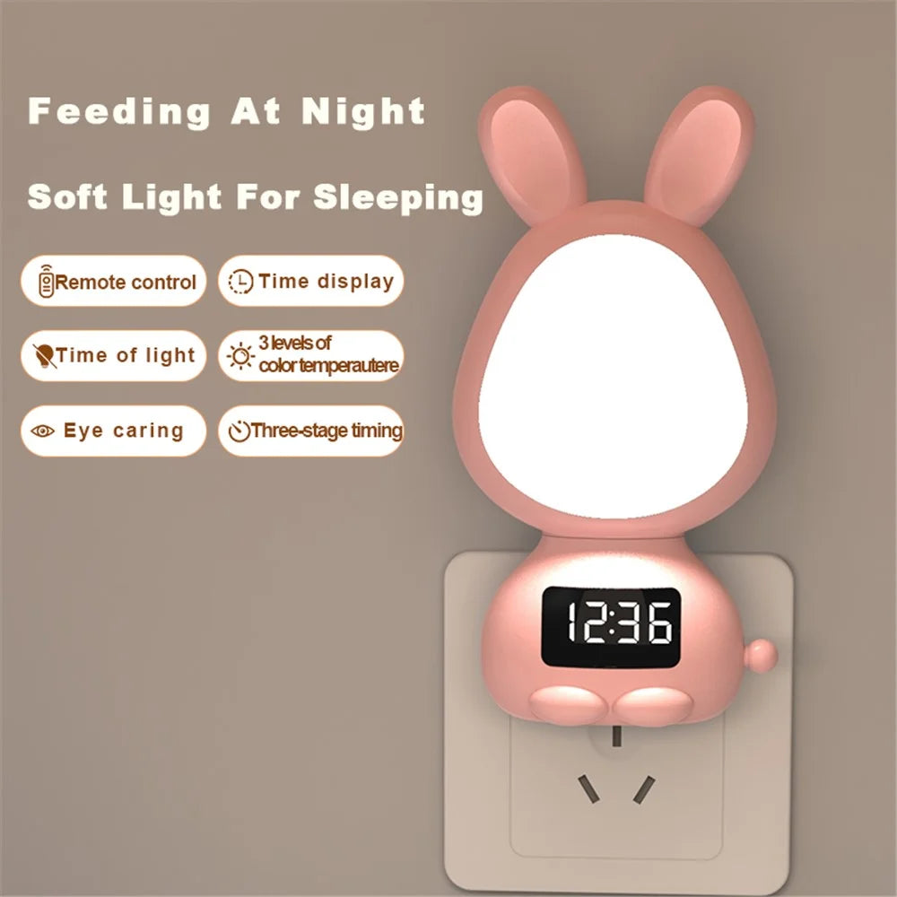 TB-106SLITXO Home Bedroom Night Light Nightlight Plug-in Wall Clock Dimmable Nightlight LED Lamp (EU Plug) - Pink - 4