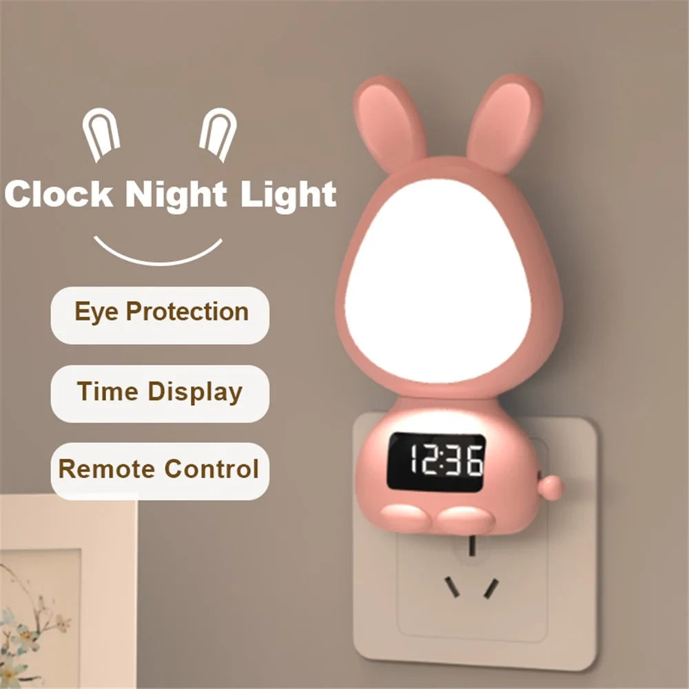 TB-106SLITXO Home Bedroom Night Light Nightlight Plug-in Wall Clock Dimmable Nightlight LED Lamp (EU Plug) - Pink - 6