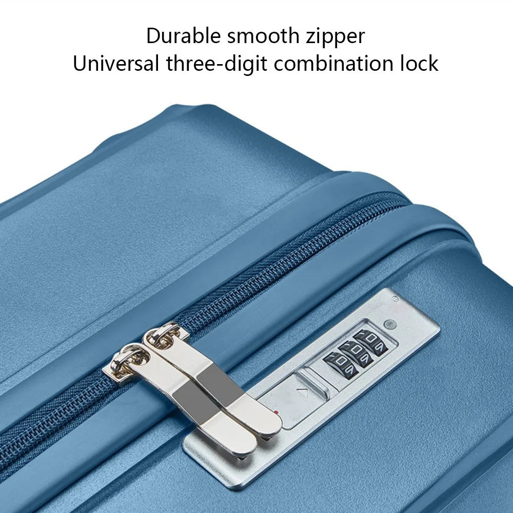 20-Inch PP Shell Carry On Luggage 4 Spinner Wheels Suitcase Trolley Case, 57x34x23cm - Blue - 6
