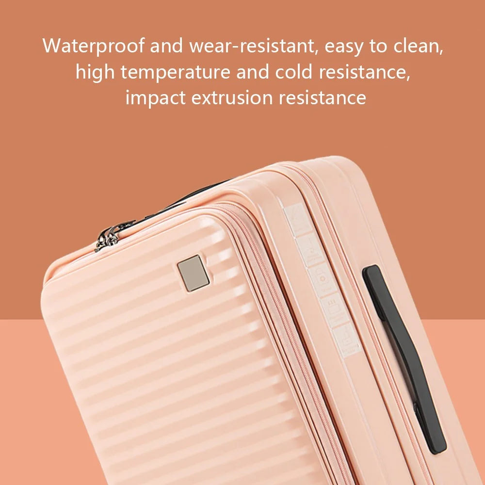28 Inch Suitcase with TSA Lock Front Opening ABS+PC Shell Business Luggage, 30x49x77cm - Pink - 4