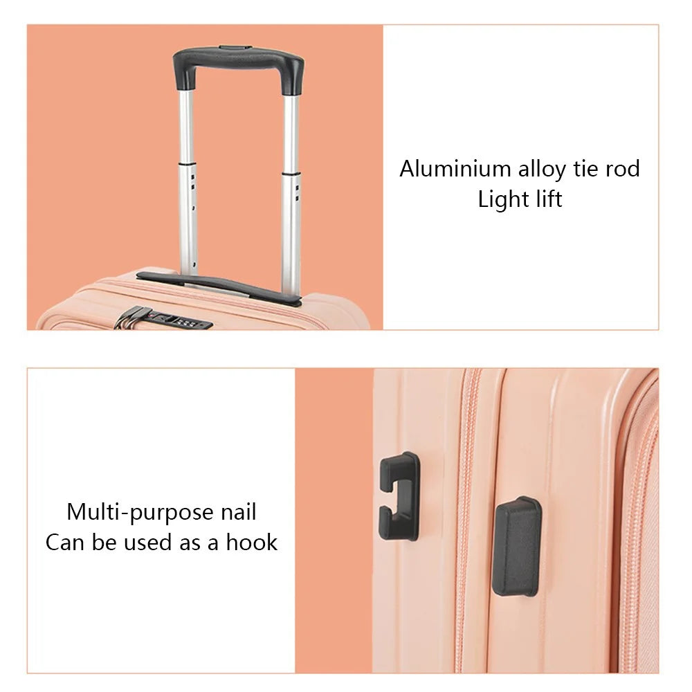 28 Inch Suitcase with TSA Lock Front Opening ABS+PC Shell Business Luggage, 30x49x77cm - Pink - 7