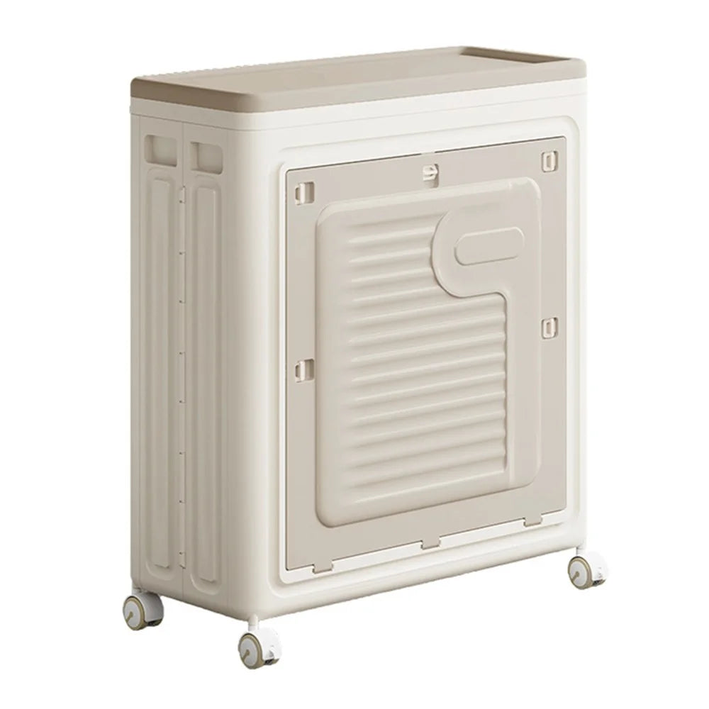Foldable Laundry Hamper with Lid and Wheels Large Capacity Clothes Storage Basket Size M - 1