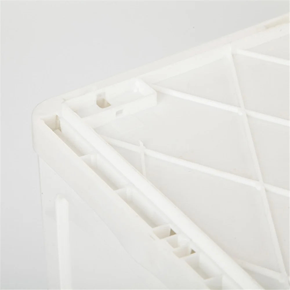 55L Storage Box Wood+PP Outdoor Foldable Storage Organizer with Lid, 525x360x295mm - White - 7