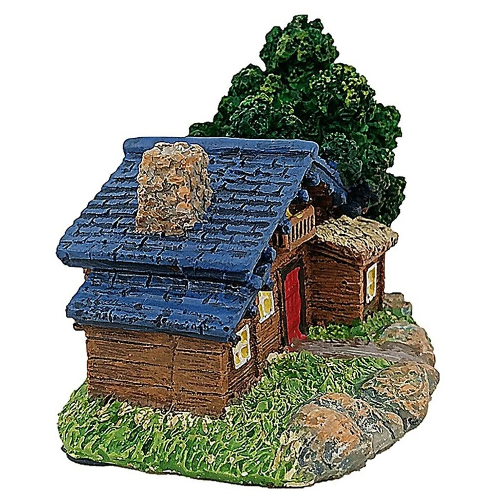 Wood Texture Cabin Ornament Bonsai Decoration Micro Landscape Garden Resin Craft - 2
