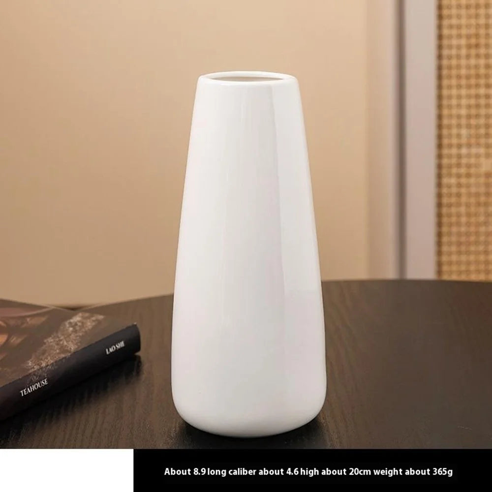 European Simple White Ceramic Vase Living Room Dining Table Decor Dried Fresh Flowers Hydroponic Plant Holder - Style B - 2
