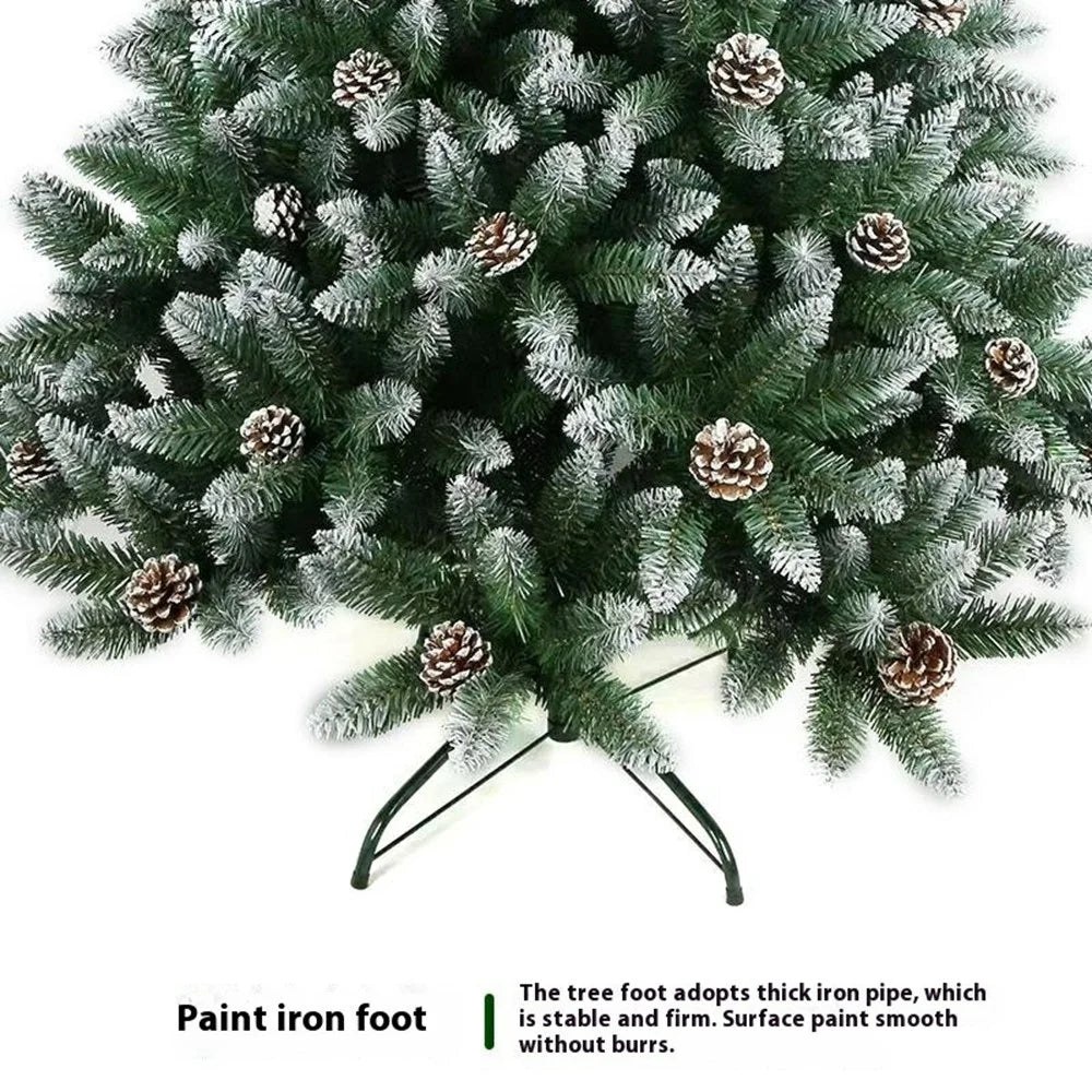 210cm Christmas Tree with Pine Cones Thickened 1100 PVC Tips Snow Flocked Artificial Xmas Pencil Tree Gift - 5