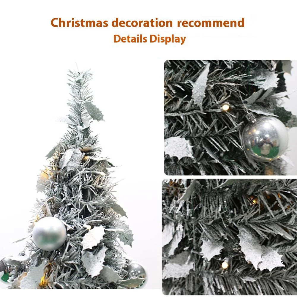 180cm Collapsible Spiral Christmas Tree with LED Lights Ornaments USB Powered Flocked Xmas Tree Party Decoration Gift - 5