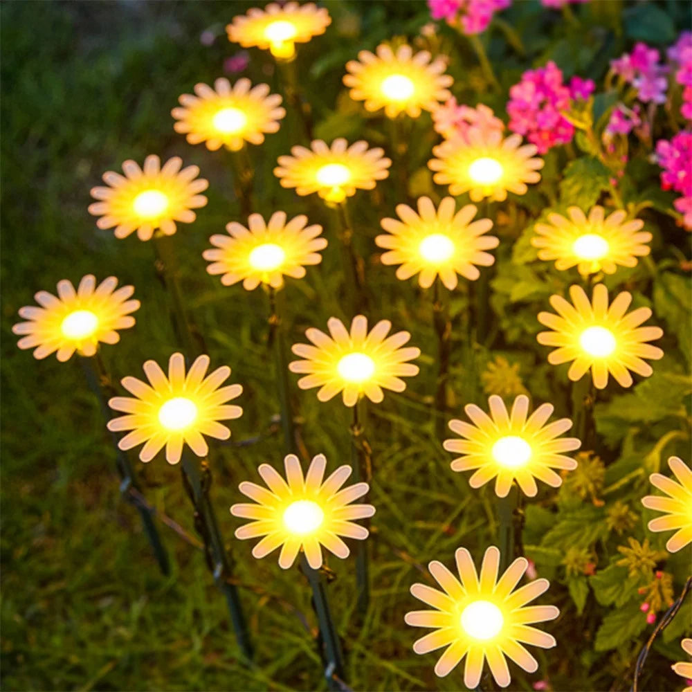4m 10 LEDs Daisy Shape Solar Outdoor Garden Stake Lights Waterproof Ambiance Lamp for Patio Villa Yard - 6