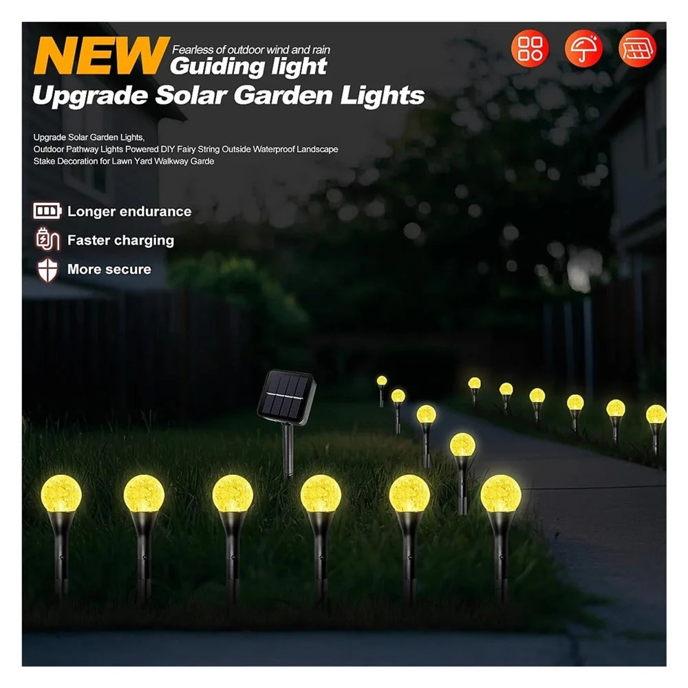 10-LED Crystal Bubble Ball String Lights Outdoor Solar Garden Lights for Lawn Patio Landscape Stake Lamps - Warm Light - 3