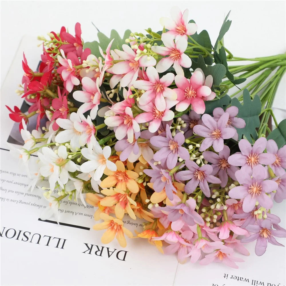 2Pcs Artificial Chrysanthemum Bouquet Fake Flowers Arrangement Wedding Party Decoration - White - 6