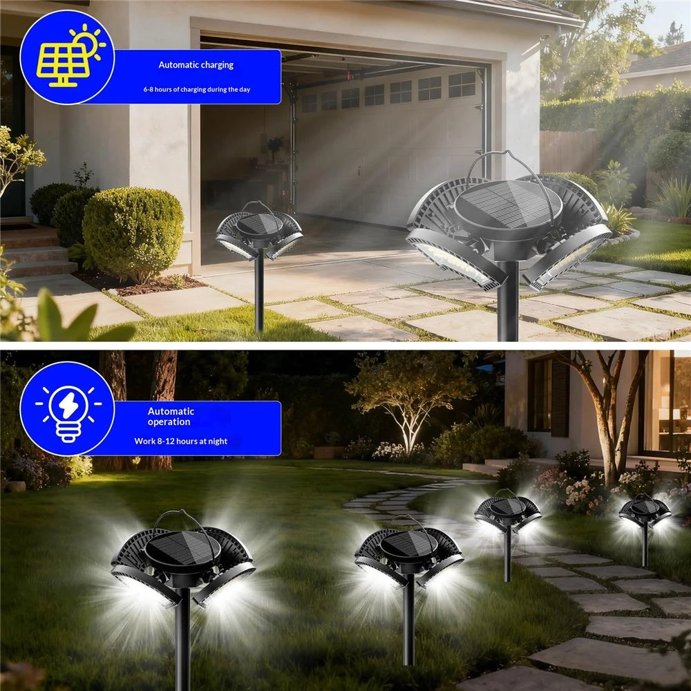 YY-53041 Outdoor 304 LED Solar Round-Shaped Driveway Lights Adjustable Angle Garden Pathway Illumination Parking Spotlights - 6