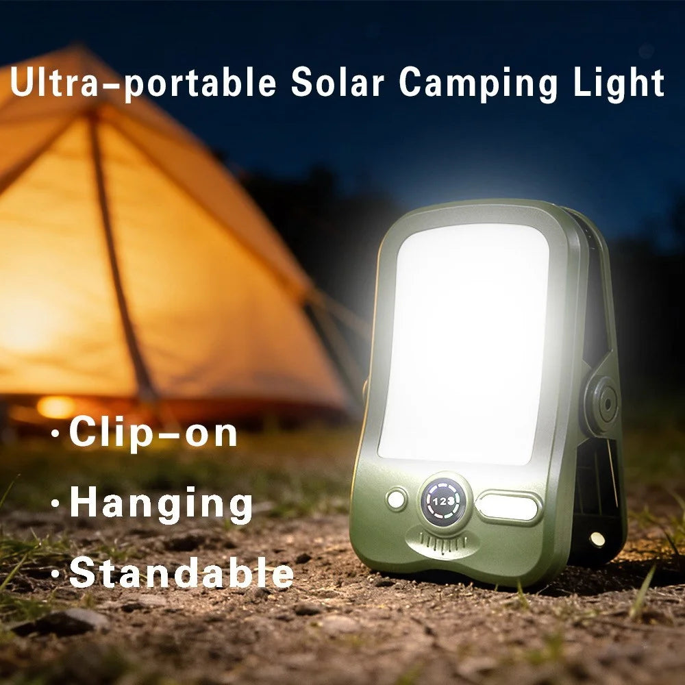 Solar Camping Clip-On Light 60-LED 3 Dimmable Modes Waterproof Rechargeable Lantern Night Light Outdoor Lighting - P61 / Green - 3