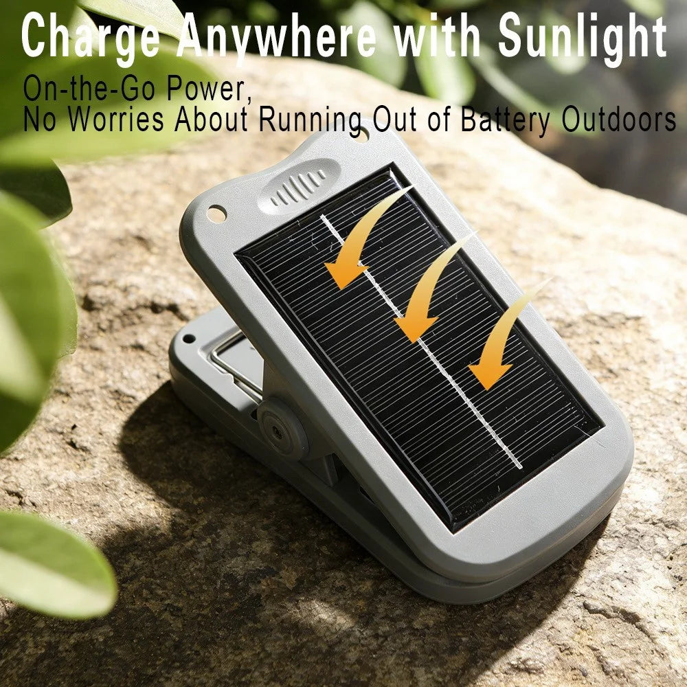 Solar Camping Clip-On Light 60-LED 3 Dimmable Modes Waterproof Rechargeable Lantern Night Light Outdoor Lighting - P61 / Green - 4