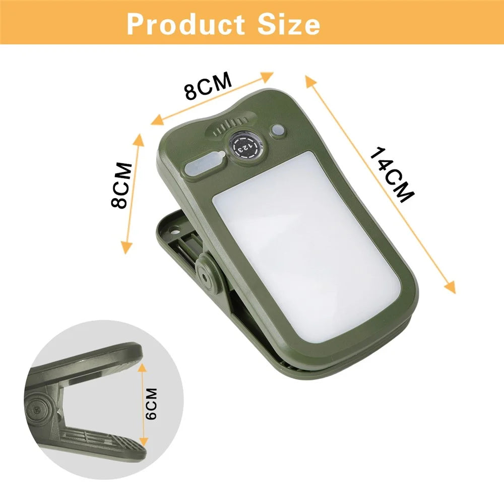 Solar Camping Clip-On Light 60-LED 3 Dimmable Modes Waterproof Rechargeable Lantern Night Light Outdoor Lighting - P61 / Green - 7