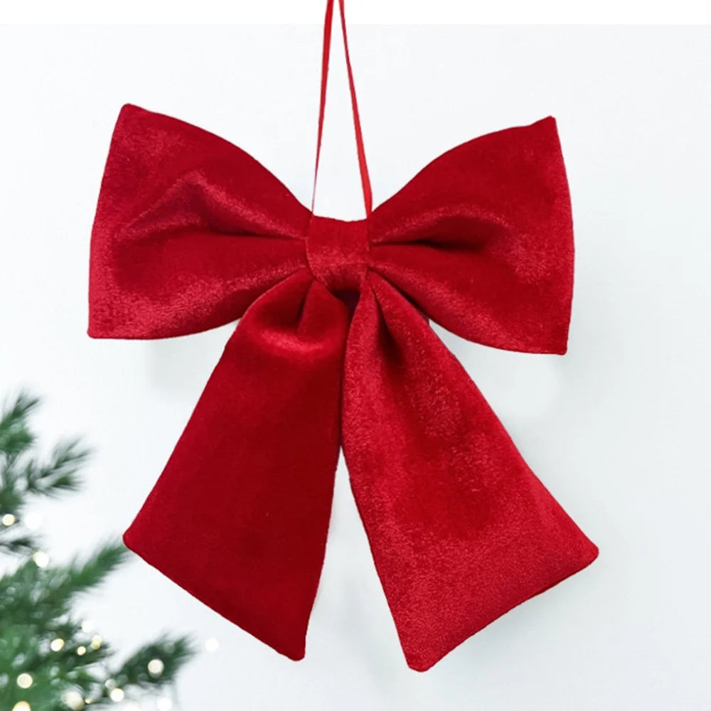 15 x 13cm Size S Velvet Bow Christmas Decoration Holiday Tree Ornament for Xmas Wedding Party - Red - 3