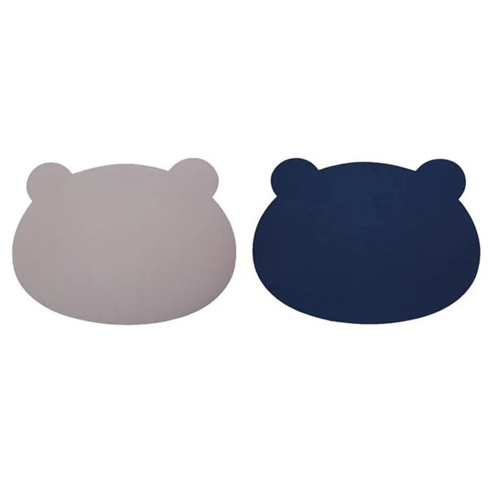 Cartoon Bear Shaped Waterproof Heat-insulating Dishes Table Mat Pad Oil-proof Tableware Placemats - Blue/Grey - 1