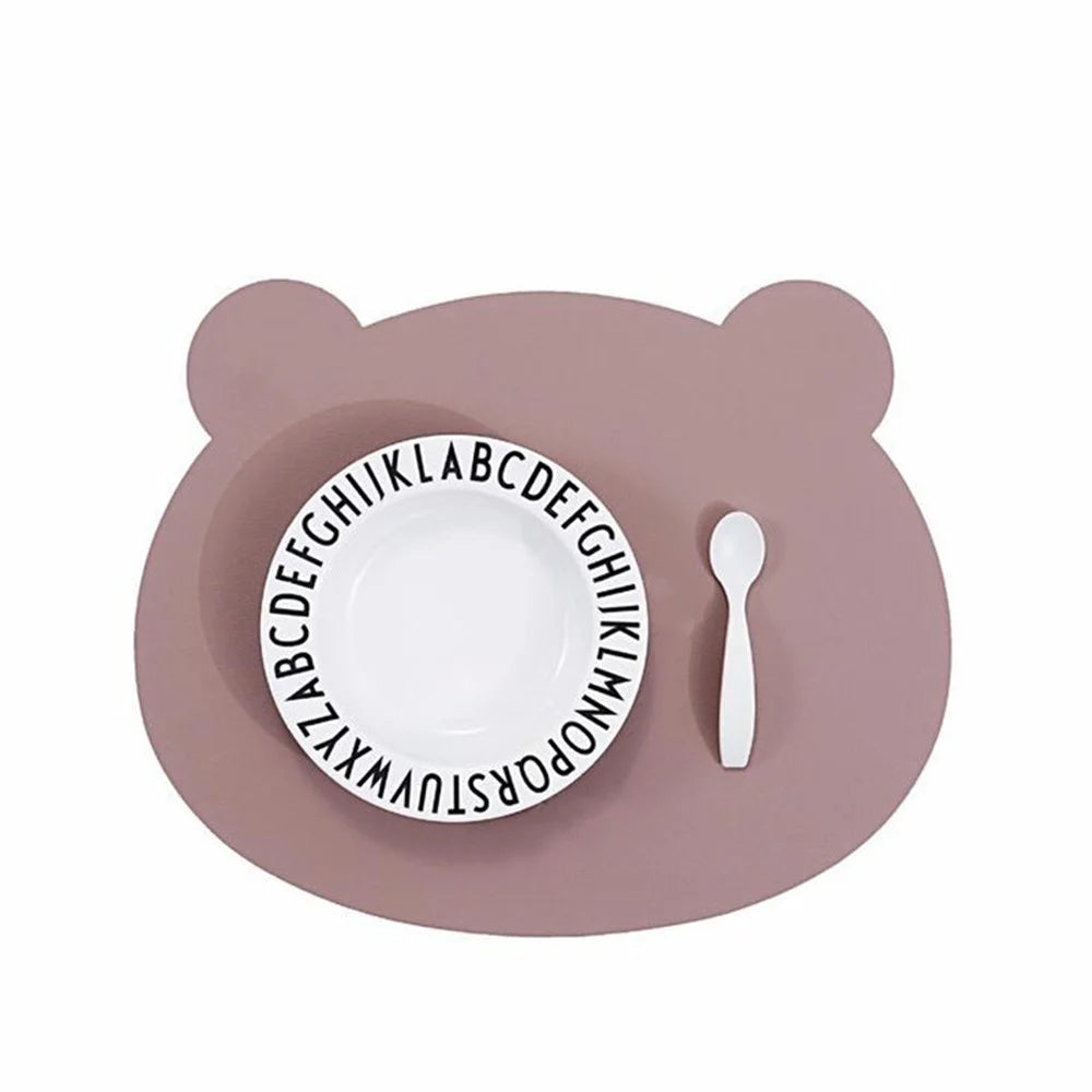 Cartoon Bear Shaped Waterproof Heat-insulating Dishes Table Mat Pad Oil-proof Tableware Placemats - Blue/Grey - 3