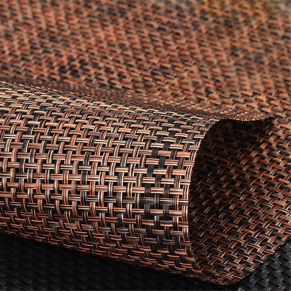 MJ7814 PVC Braided Non-Slip Placemat Dining Table Mat Heat-insulated Tableware Bowl Pads - Yellowish Brown - 7