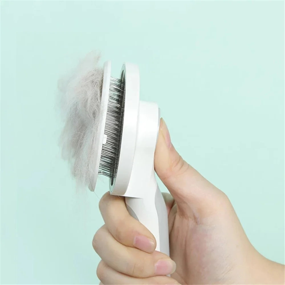 Dog Cat Hair Removal Brush Pet Gift Hair Shedding Grooming Massage Comb - Grey - 3