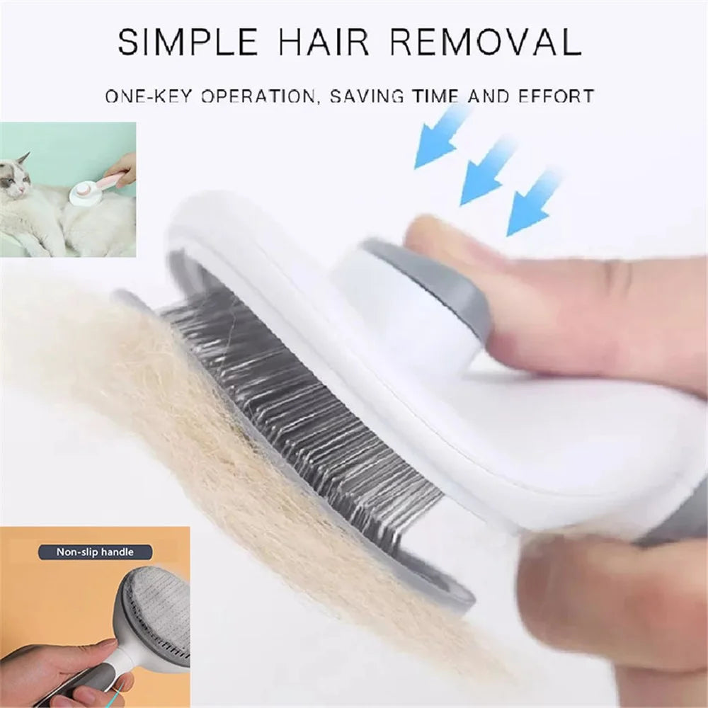 Dog Cat Hair Removal Brush Pet Gift Hair Shedding Grooming Massage Comb - Grey - 4