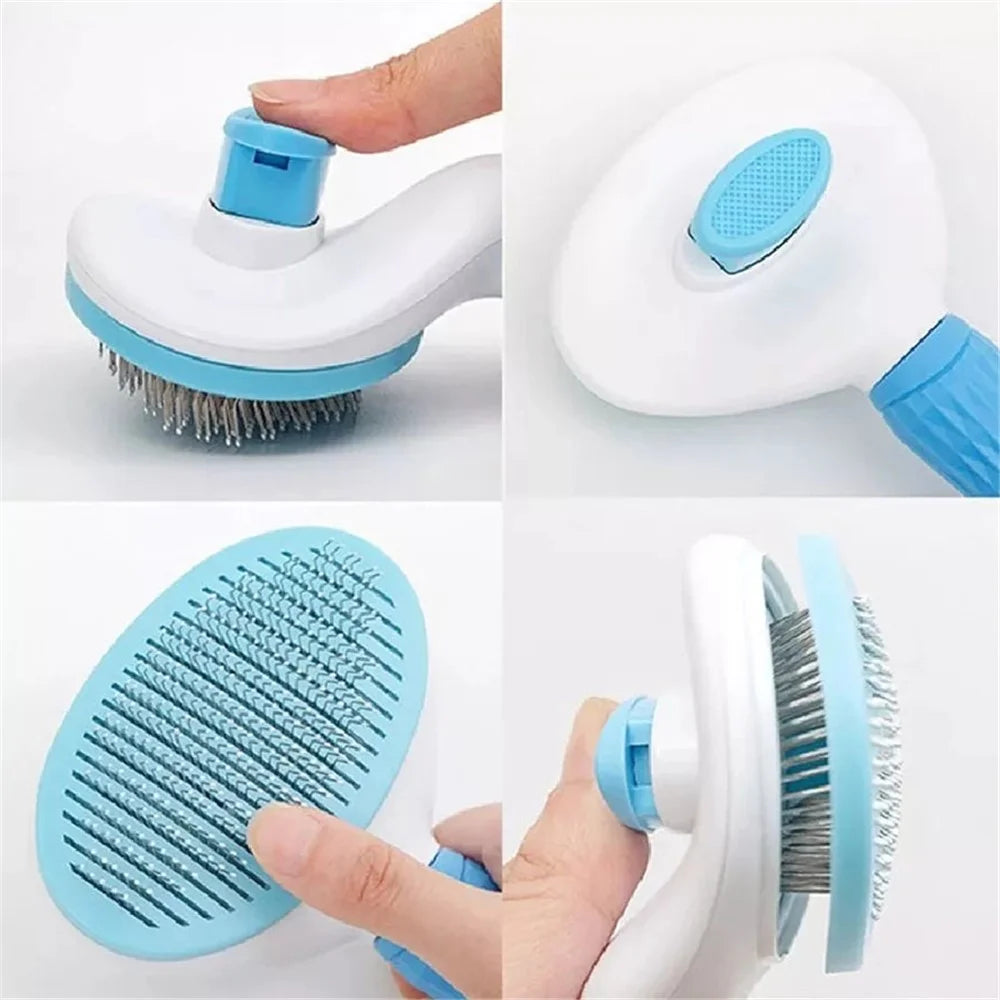 Dog Cat Hair Removal Brush Pet Gift Hair Shedding Grooming Massage Comb - Grey - 6