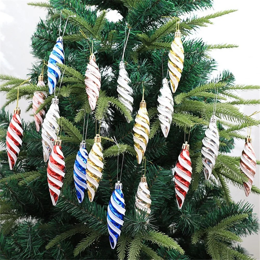 6Pcs Spiral Spike Shape Ornament Xmas Holiday Party Decoration Photography Prop - Silver - 3
