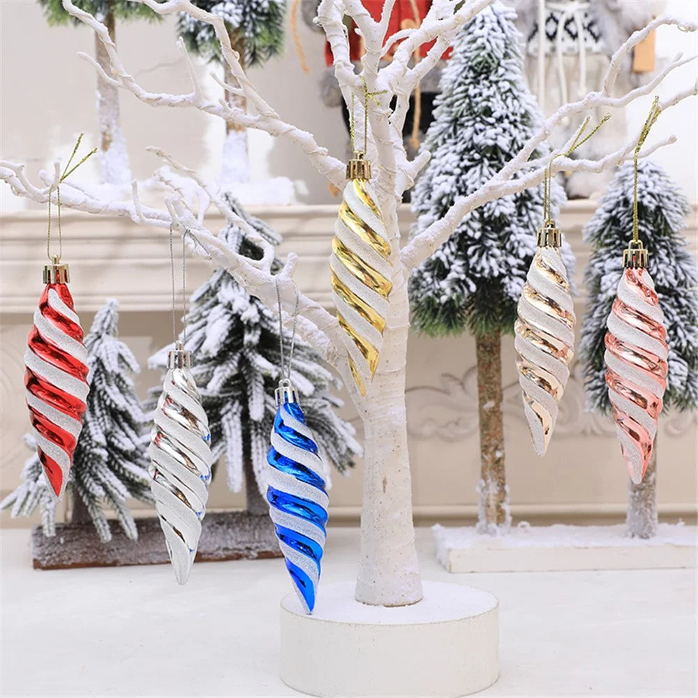 6Pcs Spiral Spike Shape Ornament Xmas Holiday Party Decoration Photography Prop - Silver - 4